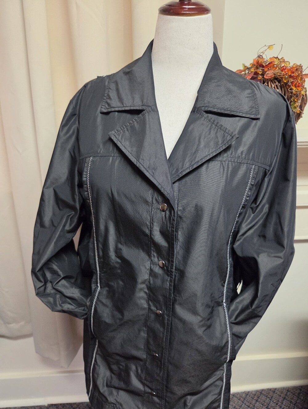 Chico' Zenergy Collection Classic Black Detailed Lightweight Coat Size XL